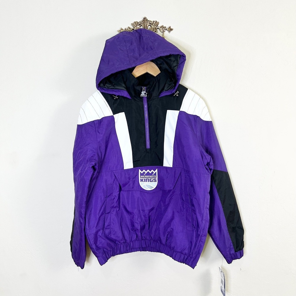 Sacramento Kings Pullover Starter Jacket Mens Size S Purple Black White New NWT